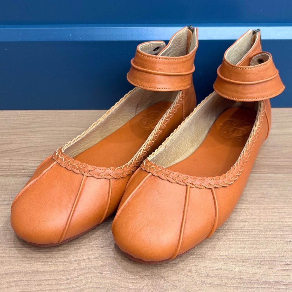 Elf Hand Made Tan Leather Ballerina Flats